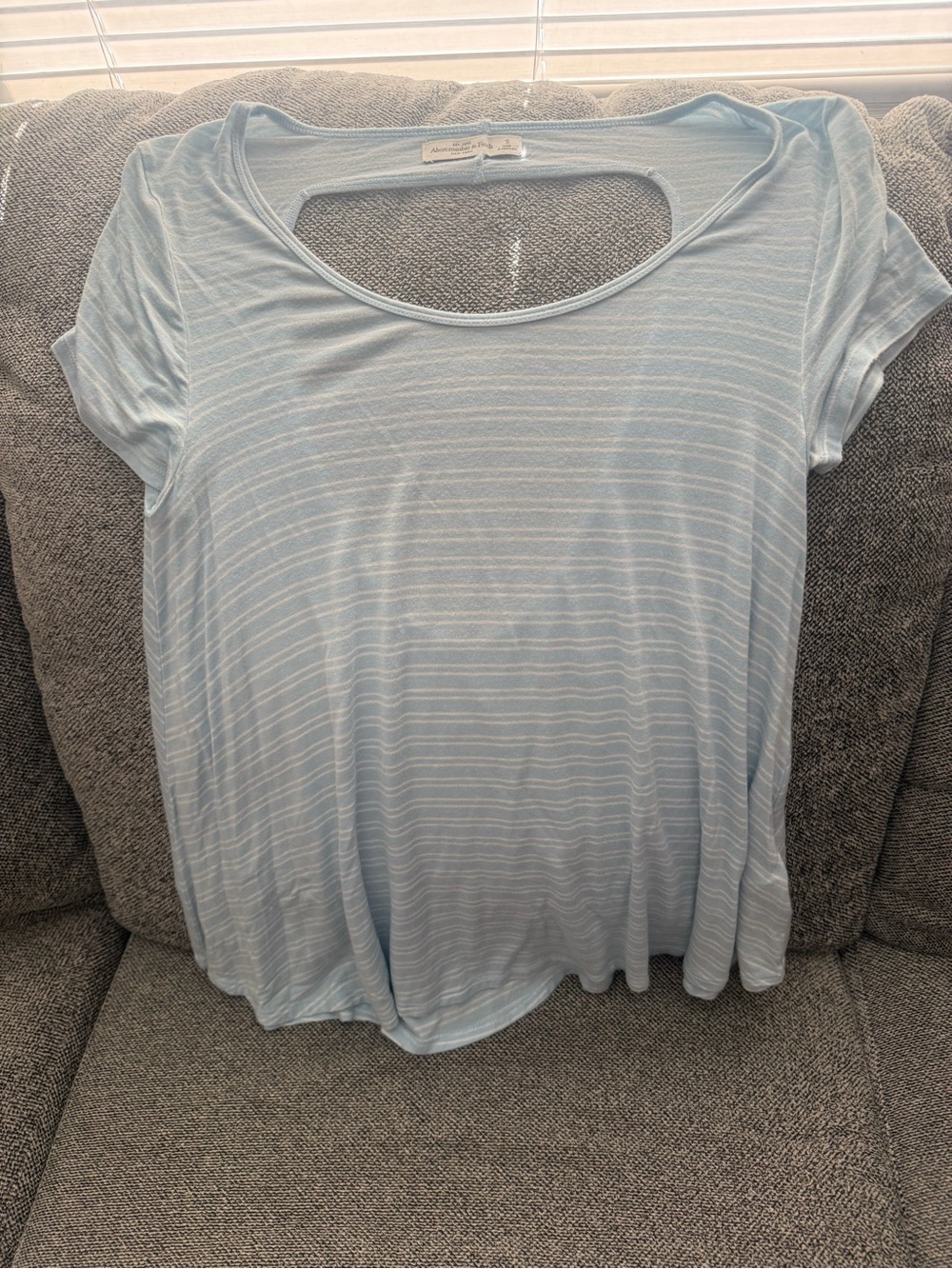 Abercrombie & Fitch Light Blue Striped Open-Back Tee